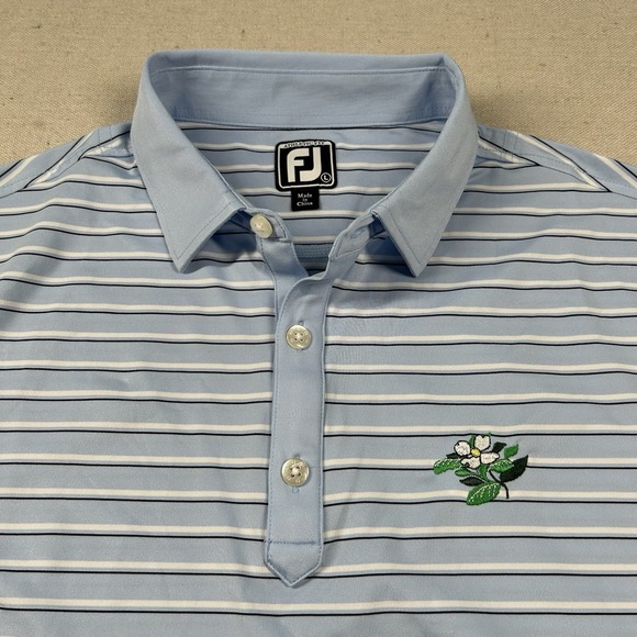 Footjoy Shirt‎ Mens L Athletic Fit Dogwood Flower Embroidery Golf Performance - Picture 1 of 8